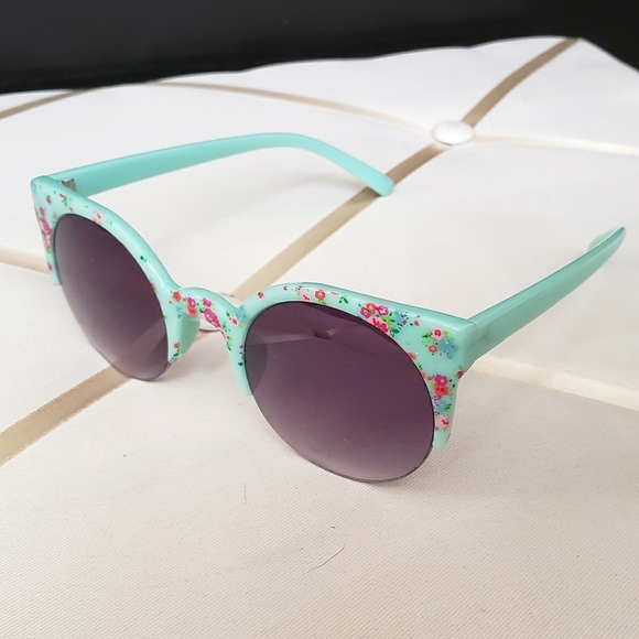 None Accessories - *3/$10 Aqua Teal Floral Rose Cat eye Sunglasses Shades